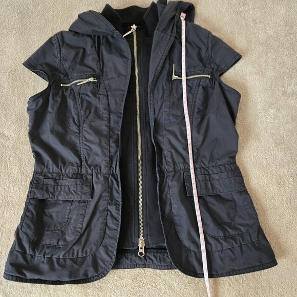 Lapargay Black Sleeveless Zip-Up Hooded Vest Jacket size S - Picture 13 of 16